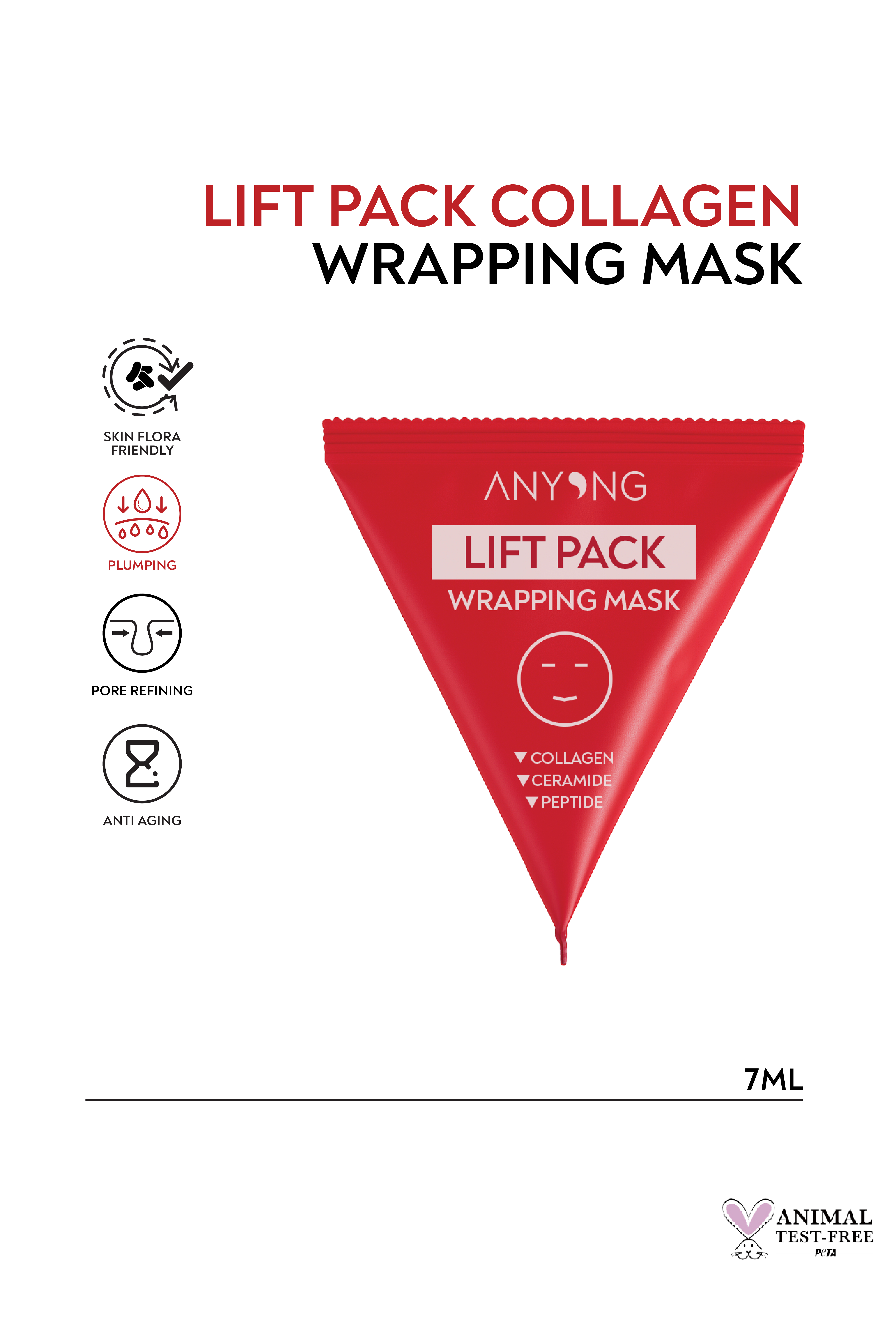 Plumping Peel-Off Collagen Mask – Moisture Barrier Strengthening with Hyaluronic Acid and Ceramide, Glass Skin Effect 7 ml