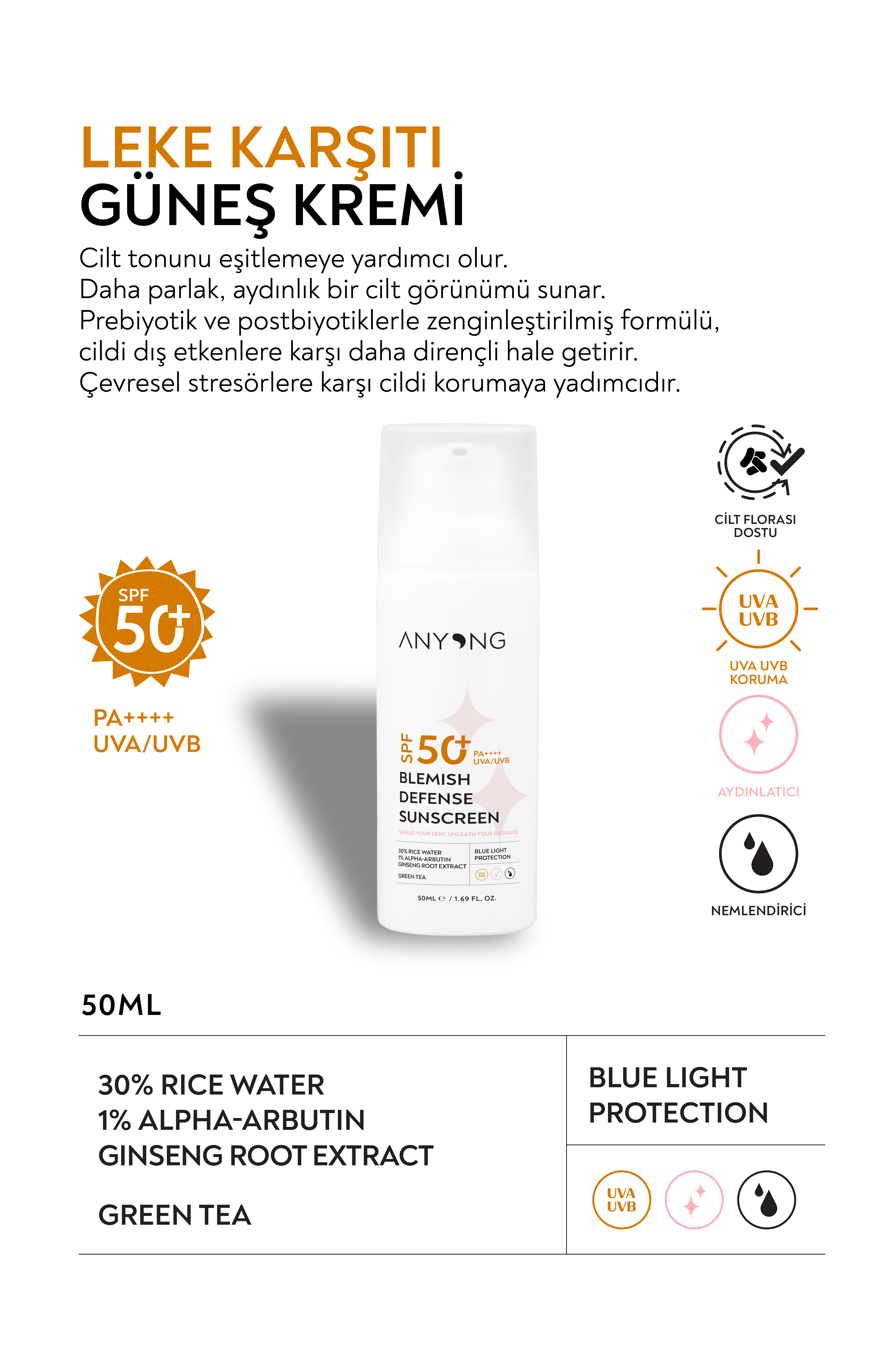 Skin Friend Forever Anyong Leke Karşıtı Güneş Kremi – SPF 50+ - Yüz İçin - Yeni Nesil Mavi Işık Koruması