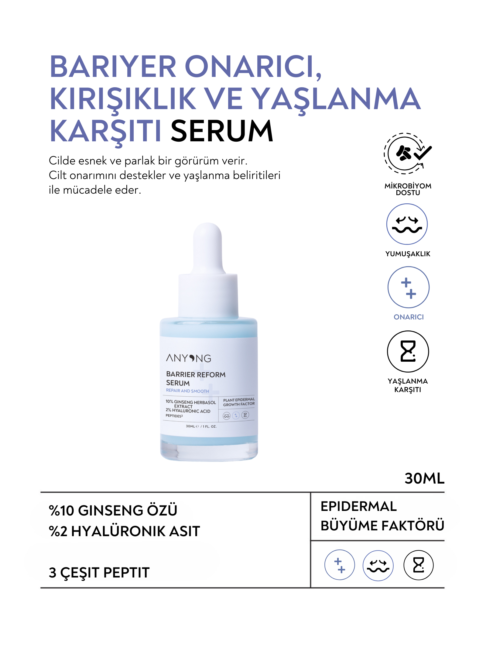 Bariyer Onarıcı Kırışıklık ve Yaşlanma Karşıtı Serum