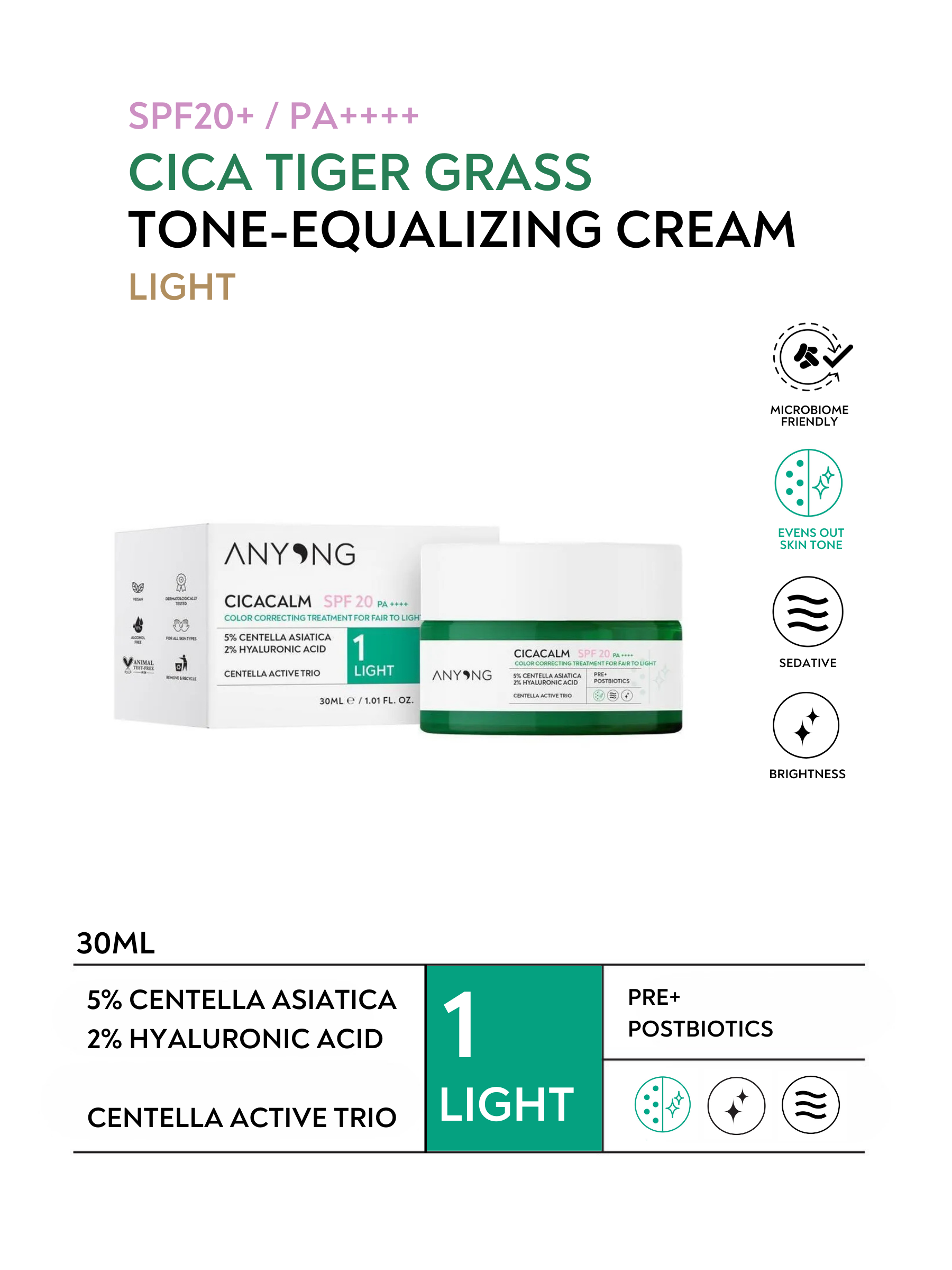 Cicacalm Color Correcting Cream Light  20 SPF