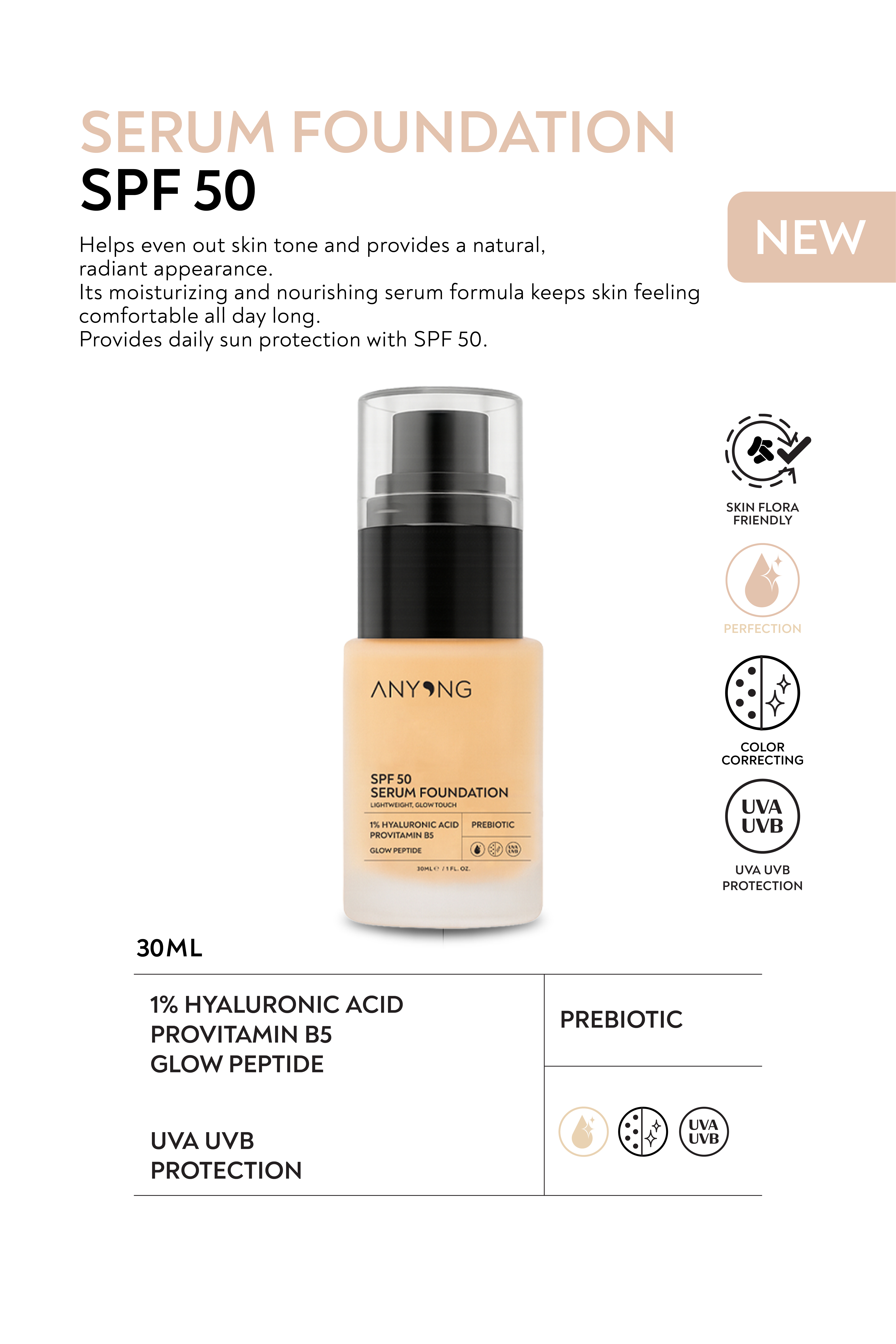 SPF 50 Serum Foundation 1.2P ROSE IVORY | Radiant, Skincare-Infused and Tone-Equalizing Foundation