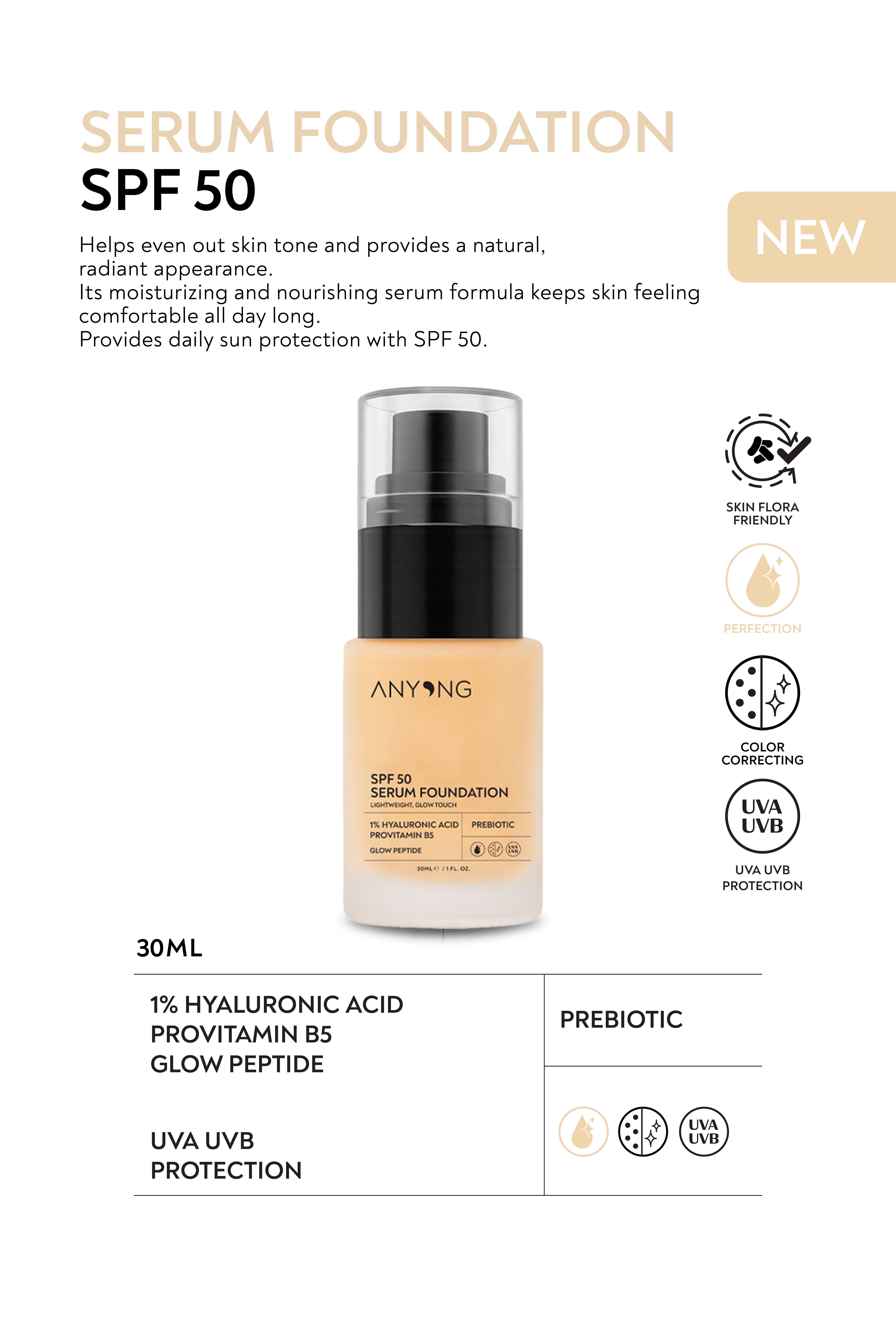 SPF 50 Serum Foundation 1.2Y WARM IVORY | Radiant, Skincare-Infused and Tone-Equalizing Foundation
