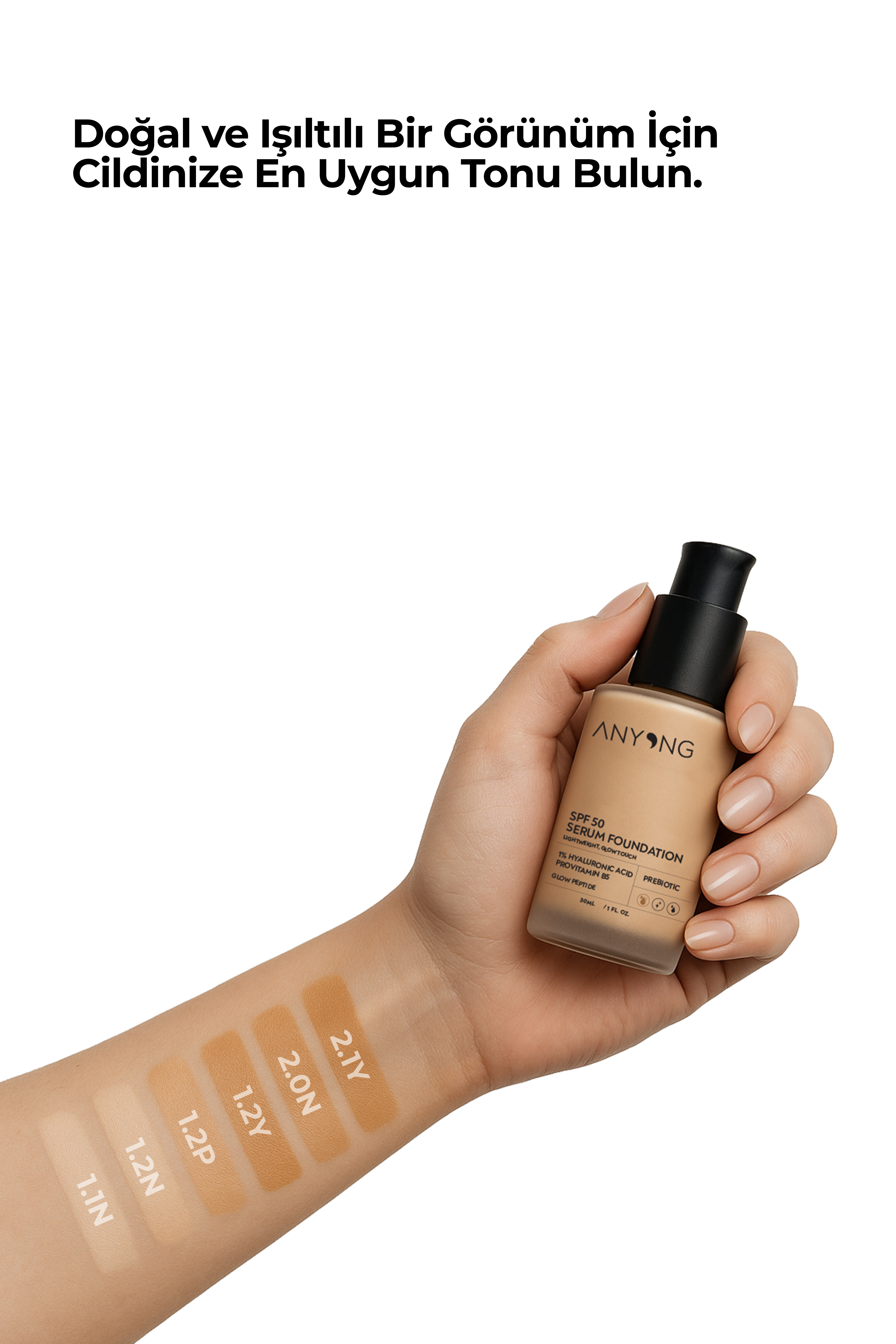 Serum Fondöten 2.0 BEIGE SPF 50| Işıltılı, Bakım Yapan ve Cilt Tonu Eşitleyen Fondöten